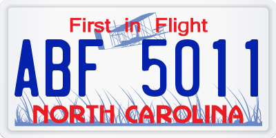 NC license plate ABF5011