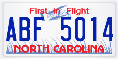 NC license plate ABF5014