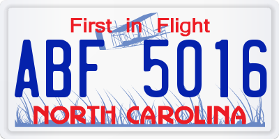NC license plate ABF5016