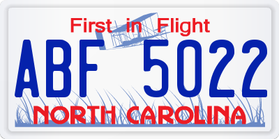 NC license plate ABF5022