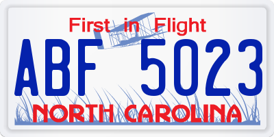 NC license plate ABF5023
