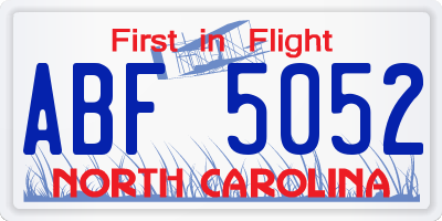 NC license plate ABF5052