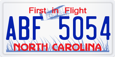 NC license plate ABF5054