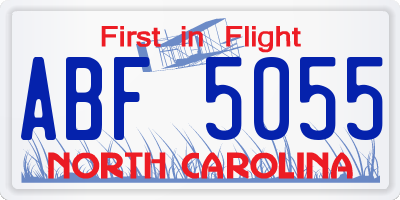 NC license plate ABF5055