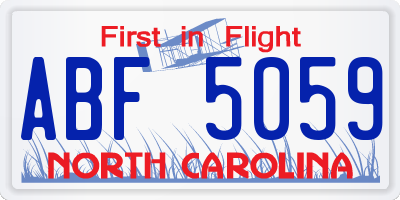 NC license plate ABF5059