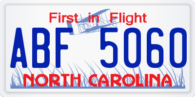 NC license plate ABF5060