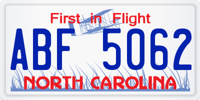 NC license plate ABF5062
