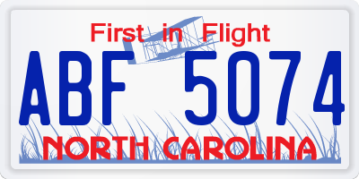 NC license plate ABF5074