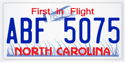 NC license plate ABF5075
