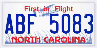 NC license plate ABF5083