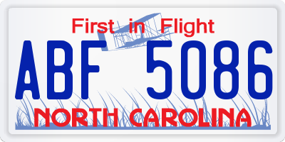 NC license plate ABF5086