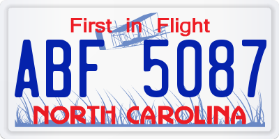 NC license plate ABF5087