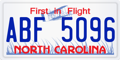 NC license plate ABF5096