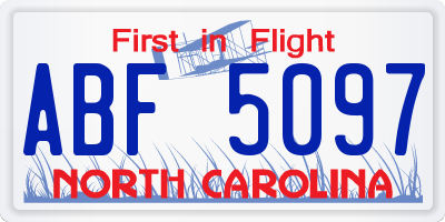 NC license plate ABF5097