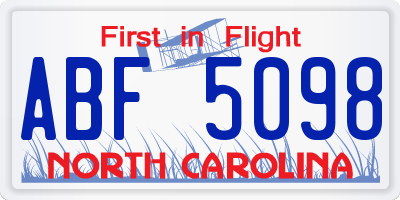 NC license plate ABF5098
