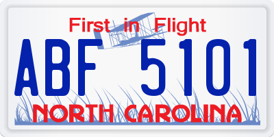 NC license plate ABF5101