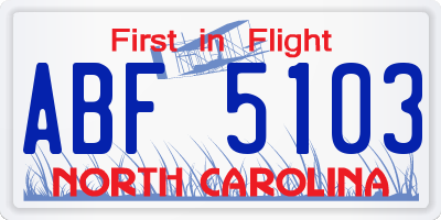 NC license plate ABF5103