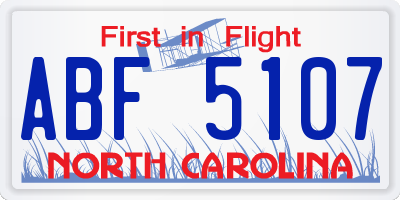 NC license plate ABF5107