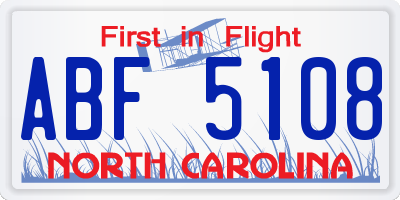 NC license plate ABF5108