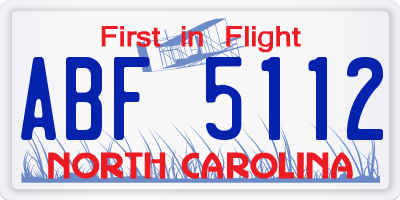 NC license plate ABF5112