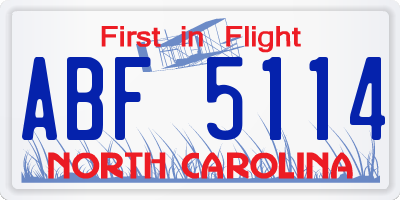 NC license plate ABF5114
