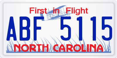 NC license plate ABF5115