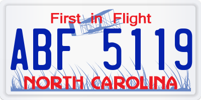 NC license plate ABF5119