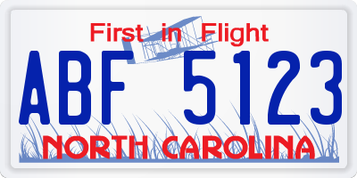 NC license plate ABF5123