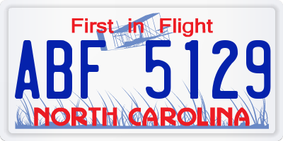 NC license plate ABF5129