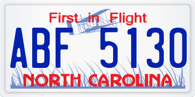 NC license plate ABF5130
