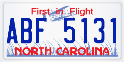 NC license plate ABF5131