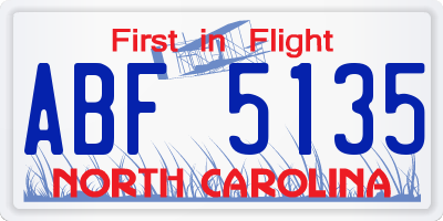 NC license plate ABF5135