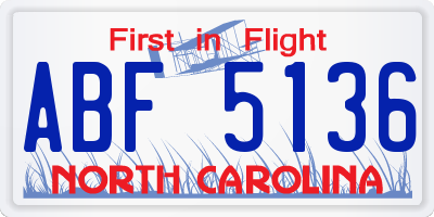 NC license plate ABF5136
