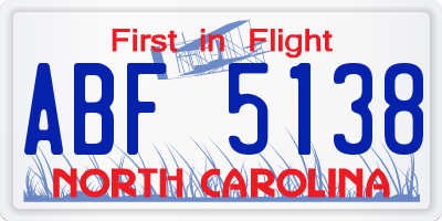 NC license plate ABF5138