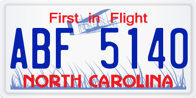 NC license plate ABF5140