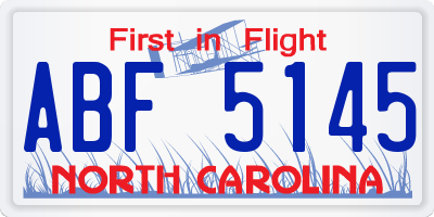 NC license plate ABF5145