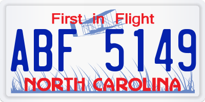 NC license plate ABF5149