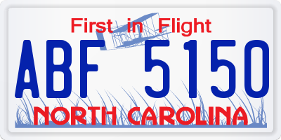 NC license plate ABF5150