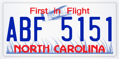 NC license plate ABF5151