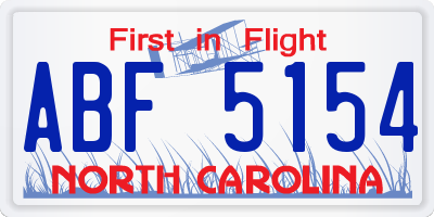 NC license plate ABF5154