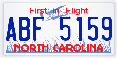 NC license plate ABF5159