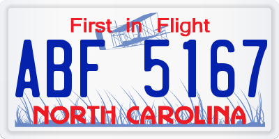 NC license plate ABF5167