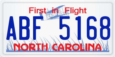 NC license plate ABF5168