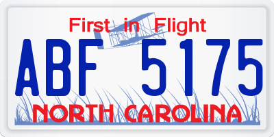NC license plate ABF5175