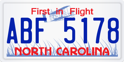 NC license plate ABF5178