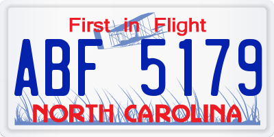 NC license plate ABF5179