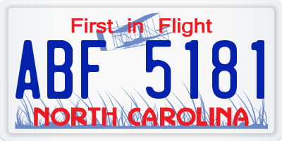 NC license plate ABF5181