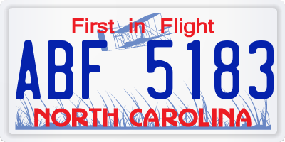 NC license plate ABF5183
