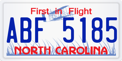 NC license plate ABF5185