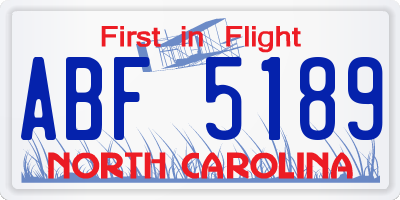 NC license plate ABF5189
